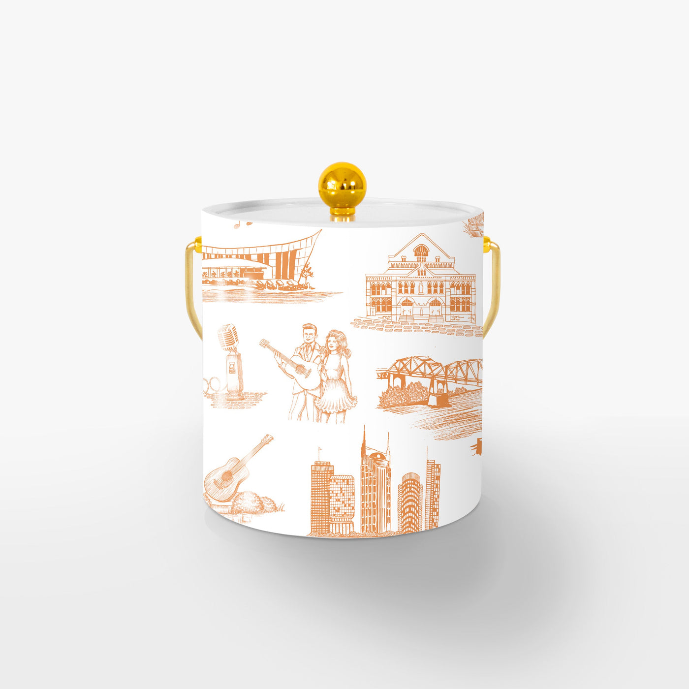 Nashville Toile Ice Bucket Ice Bucket Apricot / Gold Katie Kime