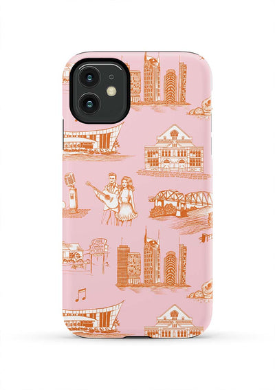 Nashville Toile iPhone Case Phone Case Orange Pink / iPhone 11 / Tough Katie Kime