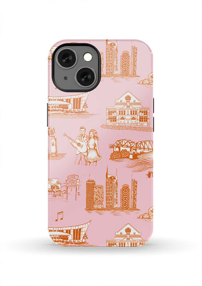 Nashville Toile iPhone Case Phone Case Orange Pink / iPhone 13 / Tough Katie Kime