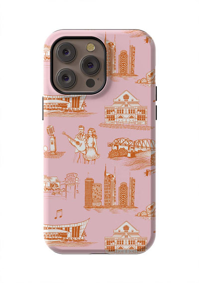 Nashville Toile iPhone Case Phone Case Orange Pink / iPhone 14 Pro Max / Tough Katie Kime