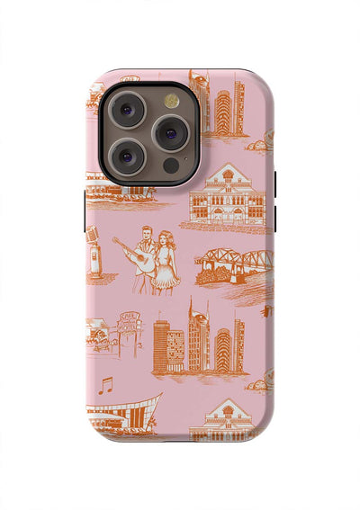 Nashville Toile iPhone Case Phone Case Orange Pink / iPhone 14 Pro / Tough Katie Kime