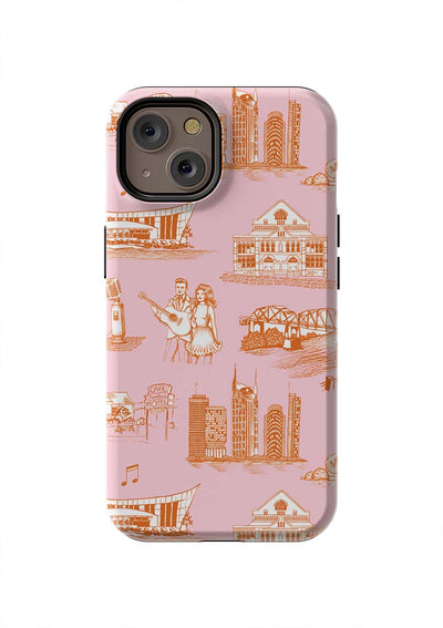 Nashville Toile iPhone Case Phone Case Orange Pink / iPhone 14 / Tough Katie Kime