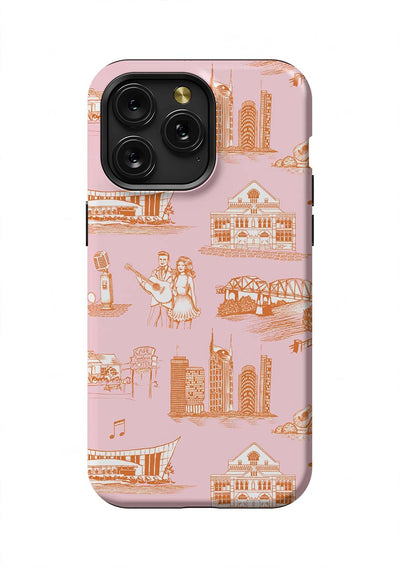 Nashville Toile iPhone Case Phone Case Orange Pink / iPhone 15 Pro Max / Tough Katie Kime