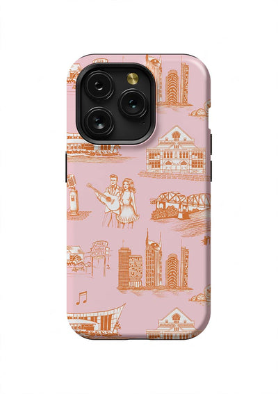 Nashville Toile iPhone Case Phone Case Orange Pink / iPhone 15 Pro / Tough Katie Kime