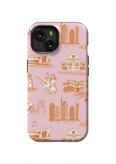 Nashville Toile iPhone Case Phone Case Orange Pink / iPhone 15 / Tough Katie Kime