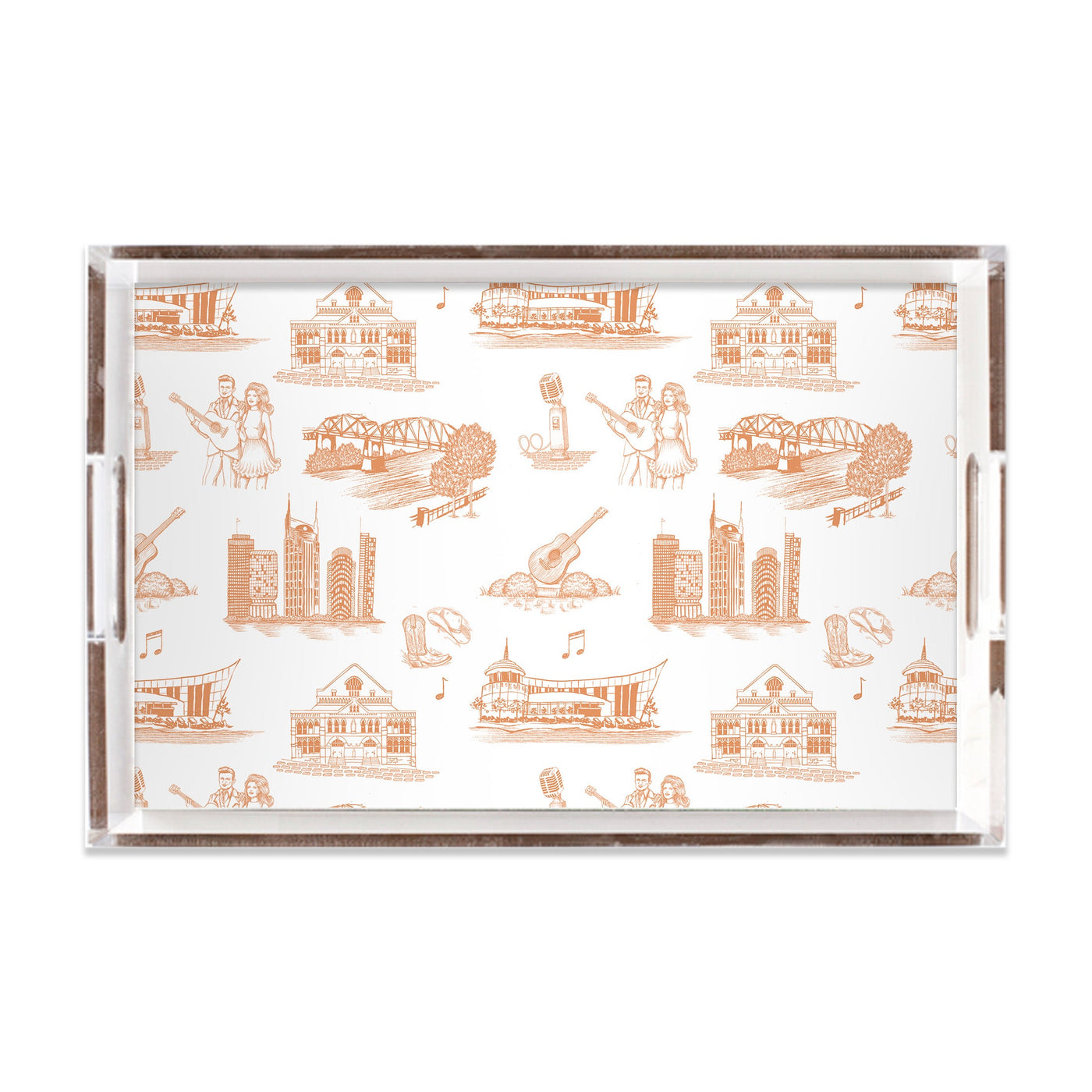 Nashville Toile Lucite Tray Lucite Trays Apricot / 11x17 Katie Kime