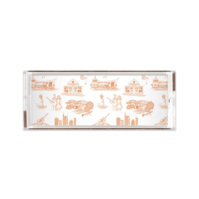 Nashville Toile Lucite Tray Lucite Trays Apricot / 11x4 Katie Kime