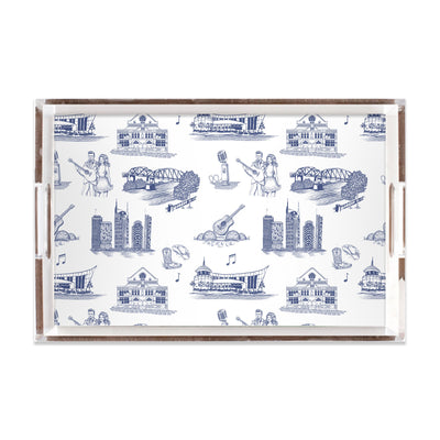 Nashville Toile Lucite Tray Lucite Trays Navy / 11x17 Katie Kime