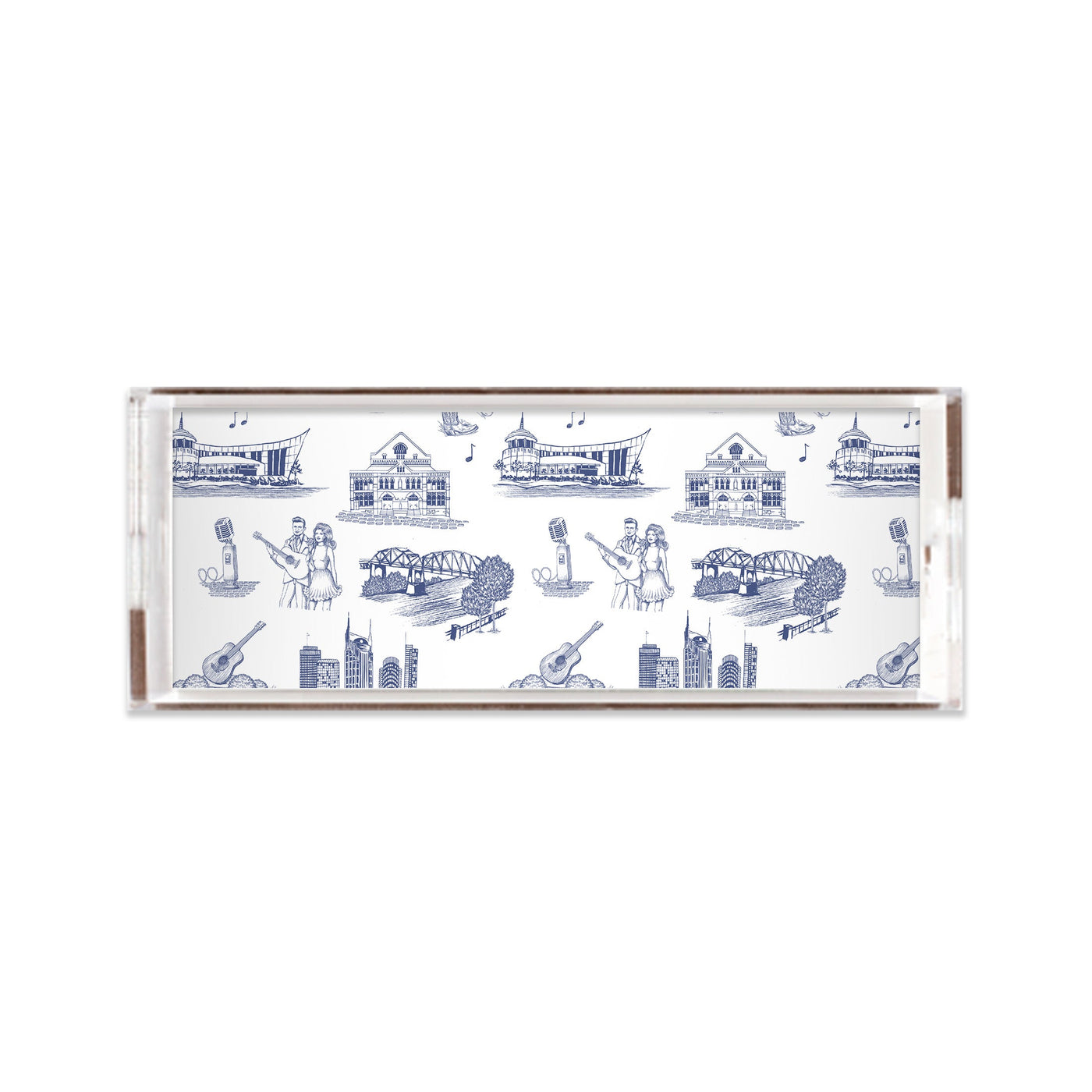 Nashville Toile Lucite Tray Lucite Trays Navy / 11x4 Katie Kime