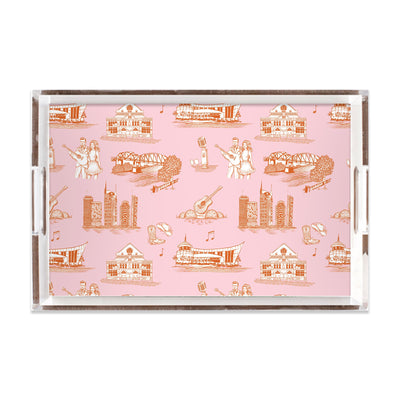 Nashville Toile Lucite Tray Lucite Trays Orange Pink / 11x17 Katie Kime