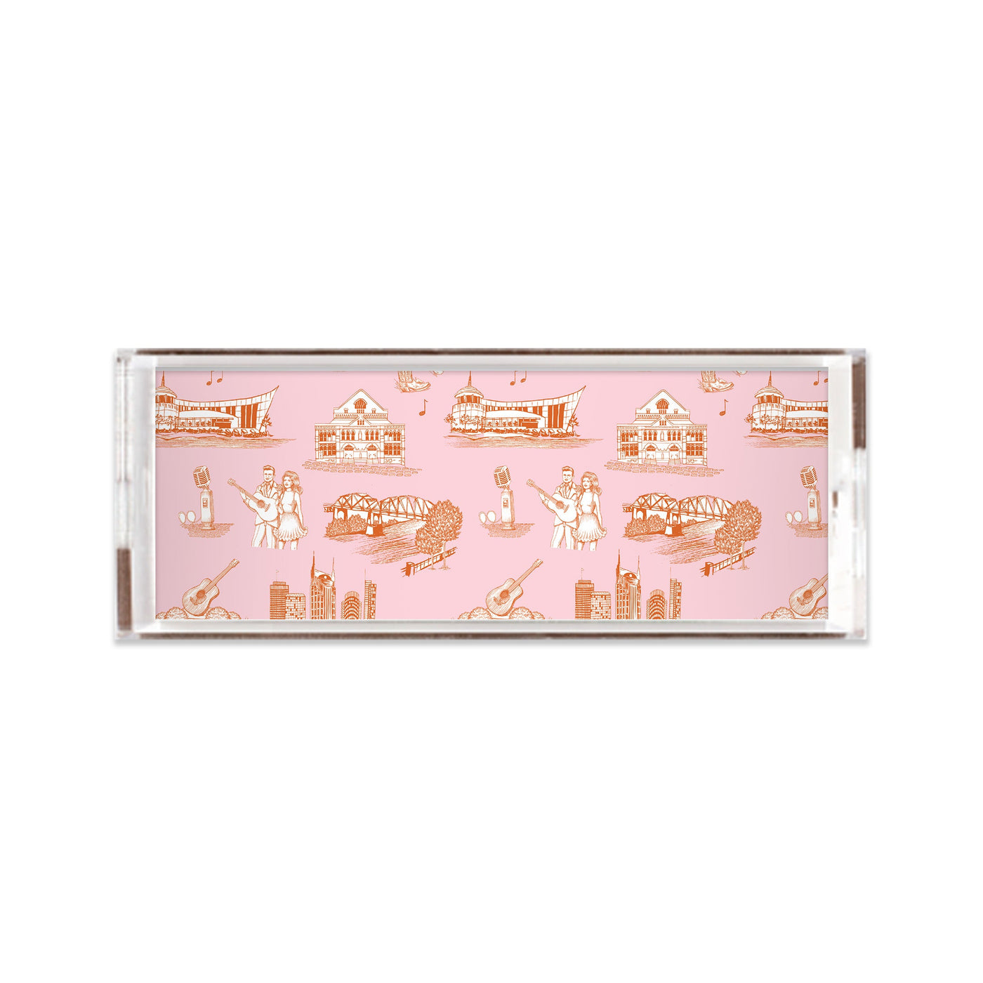 Nashville Toile Lucite Tray Lucite Trays Orange Pink / 11x4 Katie Kime