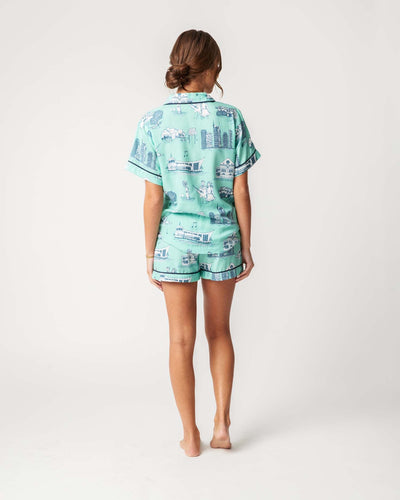 Pajama Set XS / Mint Navy Nashville Toile Pajama Shorts Set Katie Kime