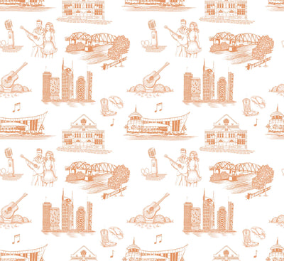 Nashville Toile Peel & Stick Wallpaper Peel & Stick Wallpaper Apricot / 24" x 144" Katie Kime