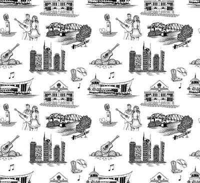 Nashville Toile Peel & Stick Wallpaper Peel & Stick Wallpaper Black / 24" x 144" Katie Kime