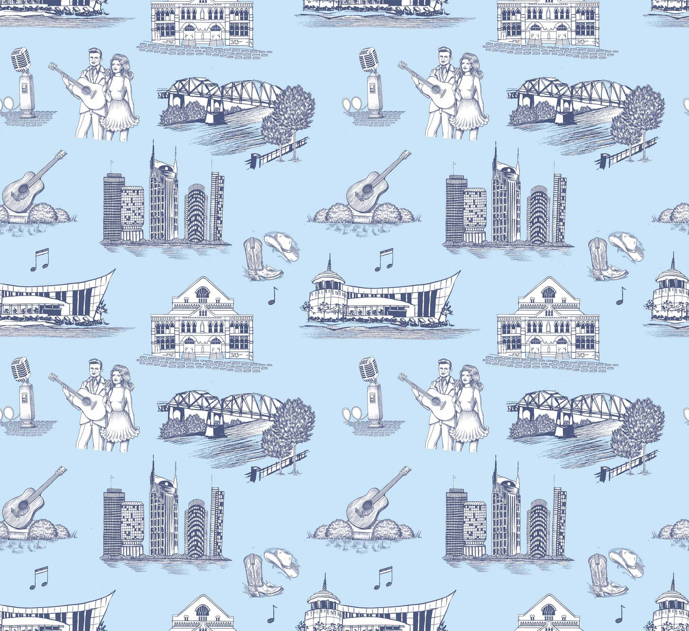 Nashville Toile Peel & Stick Wallpaper Peel & Stick Wallpaper Blue Navy / 24" x 144" Katie Kime