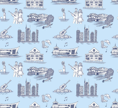 Nashville Toile Peel & Stick Wallpaper Peel & Stick Wallpaper Blue Navy / 24" x 144" Katie Kime