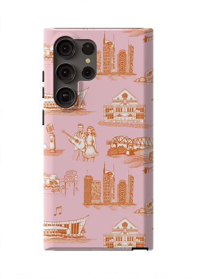 Nashville Toile Samsung Phone Case Phone Case Orange Pink / Galaxy S23 Ultra / Tough Katie Kime