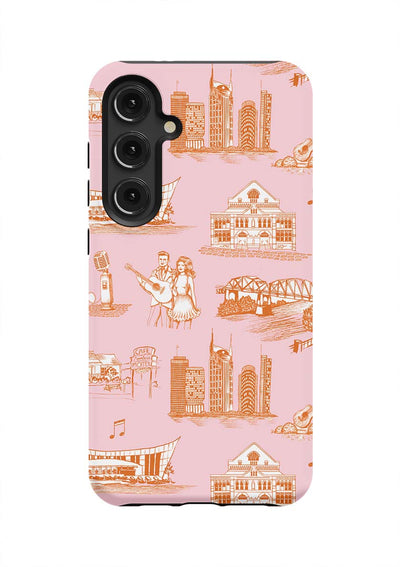Nashville Toile Samsung Phone Case Phone Case Orange Pink / Galaxy S24 Plus / Tough Katie Kime