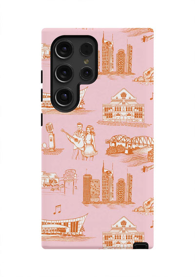 Nashville Toile Samsung Phone Case Phone Case Orange Pink / Galaxy S24 Ultra / Tough Katie Kime
