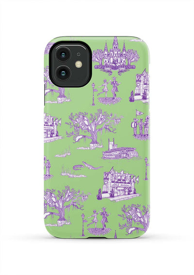 New Orleans Toile iPhone Case Phone Case Green Lavender / iPhone 11 / Tough Katie Kime