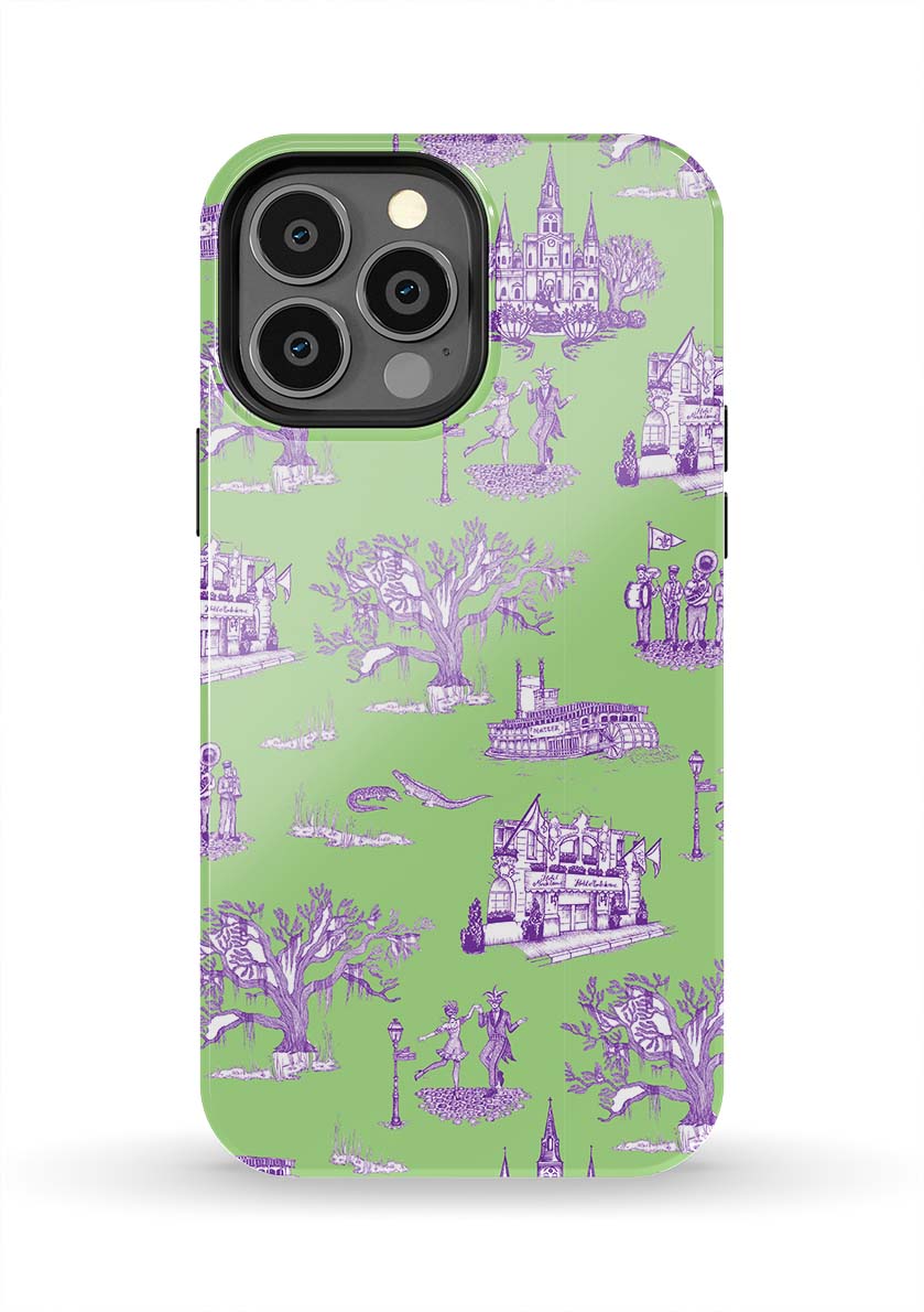 New Orleans Toile iPhone Case Phone Case Green Lavender / iPhone 13 Pro Max / Tough Katie Kime