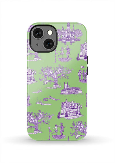 New Orleans Toile iPhone Case Phone Case Green Lavender / iPhone 13 / Tough Katie Kime