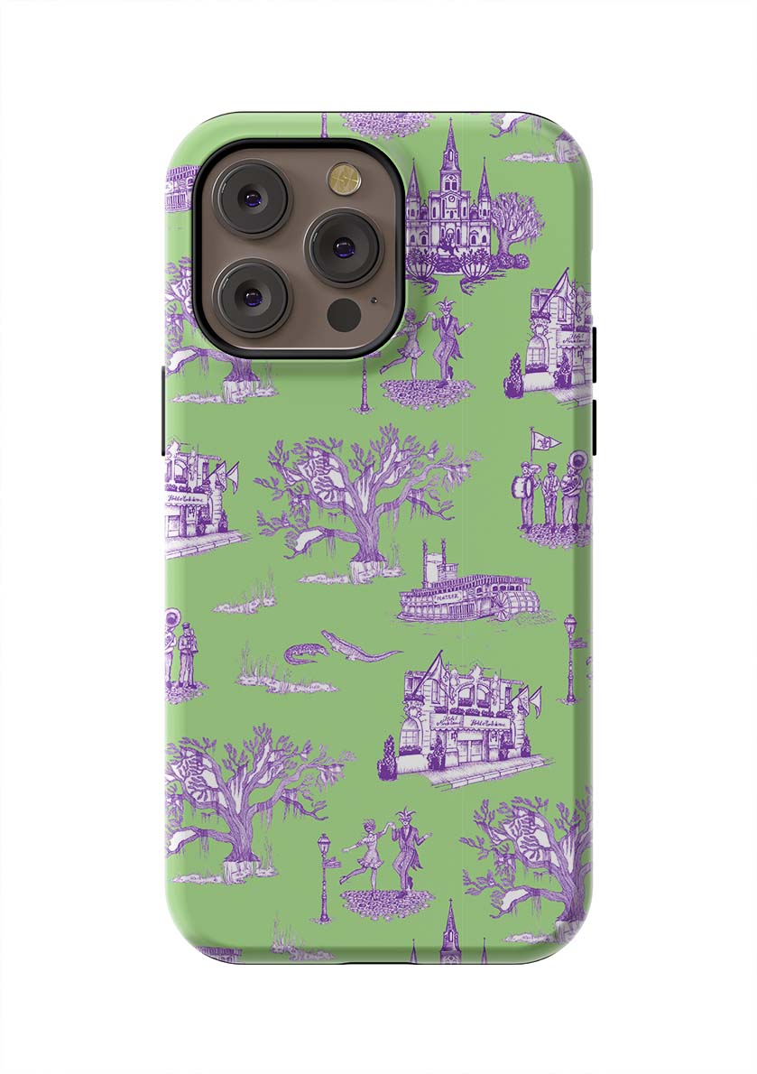 New Orleans Toile iPhone Case Phone Case Green Lavender / iPhone 14 Pro Max / Tough Katie Kime