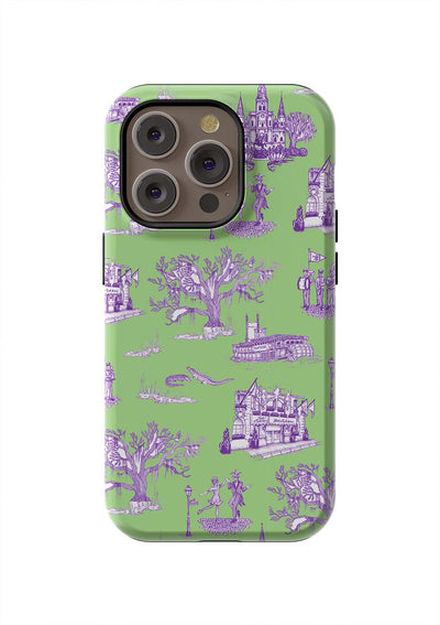 New Orleans Toile iPhone Case Phone Case Green Lavender / iPhone 14 Pro / Tough Katie Kime