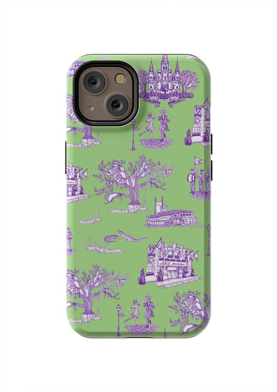 New Orleans Toile iPhone Case Phone Case Green Lavender / iPhone 14 / Tough Katie Kime