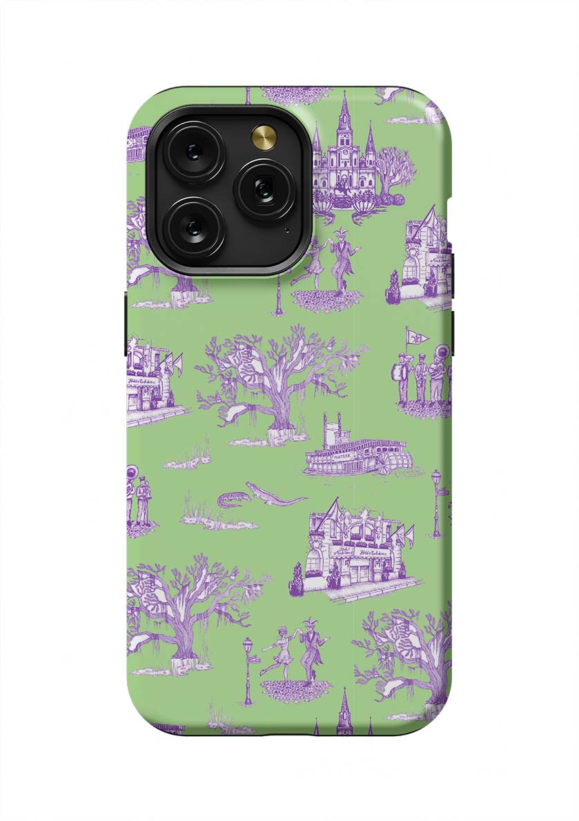New Orleans Toile iPhone Case Phone Case Green Lavender / iPhone 15 Pro Max / Tough Katie Kime