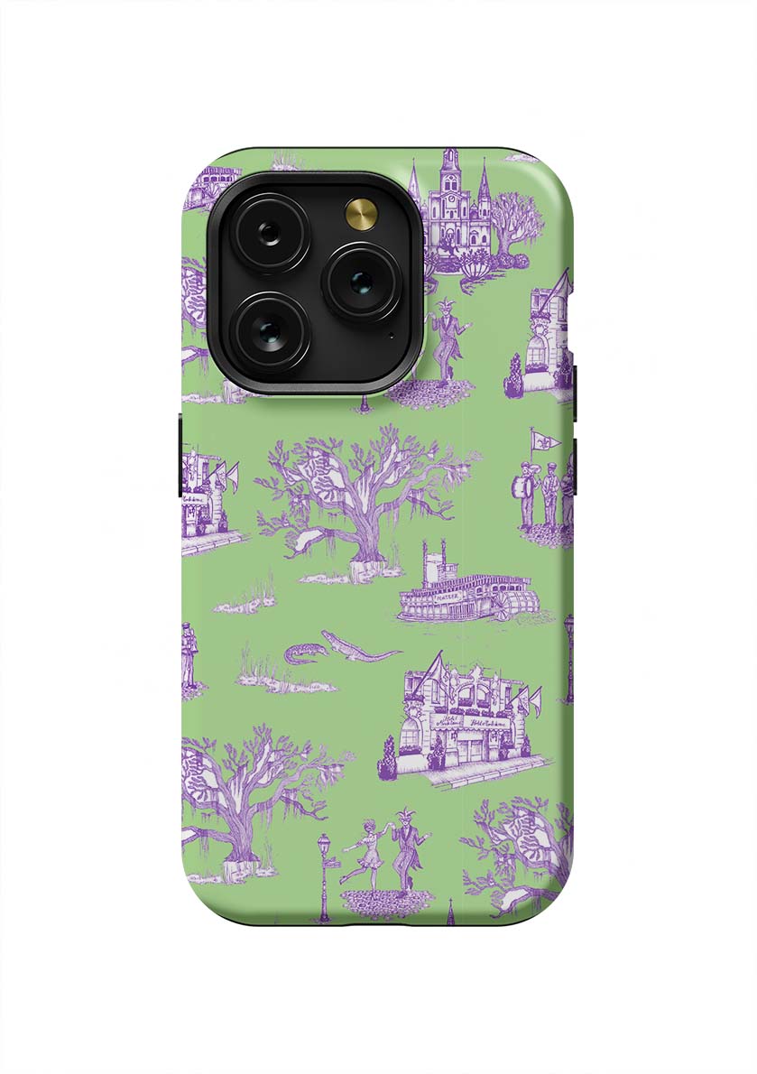 New Orleans Toile iPhone Case Phone Case Green Lavender / iPhone 15 Pro / Tough Katie Kime