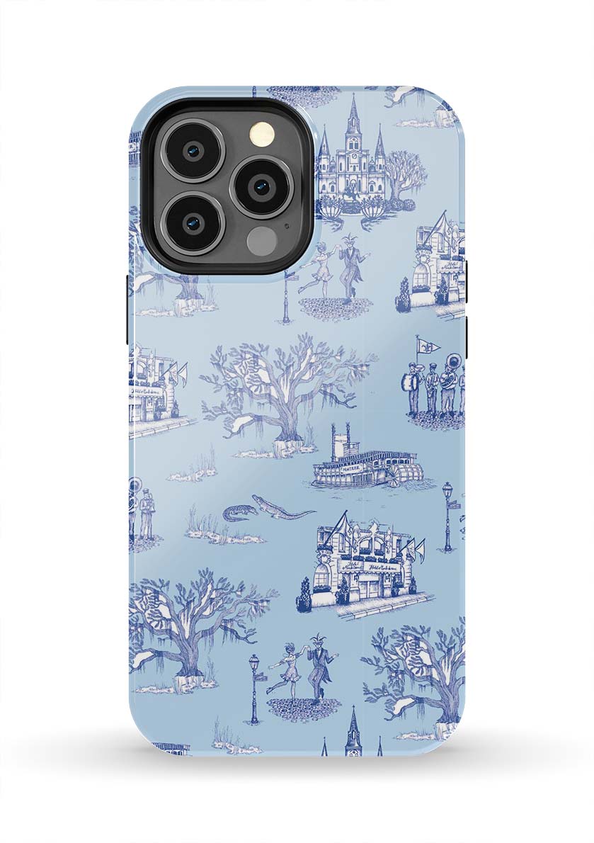 New Orleans Toile iPhone Case Phone Case Light Blue Navy / iPhone 13 Pro Max / Tough Katie Kime
