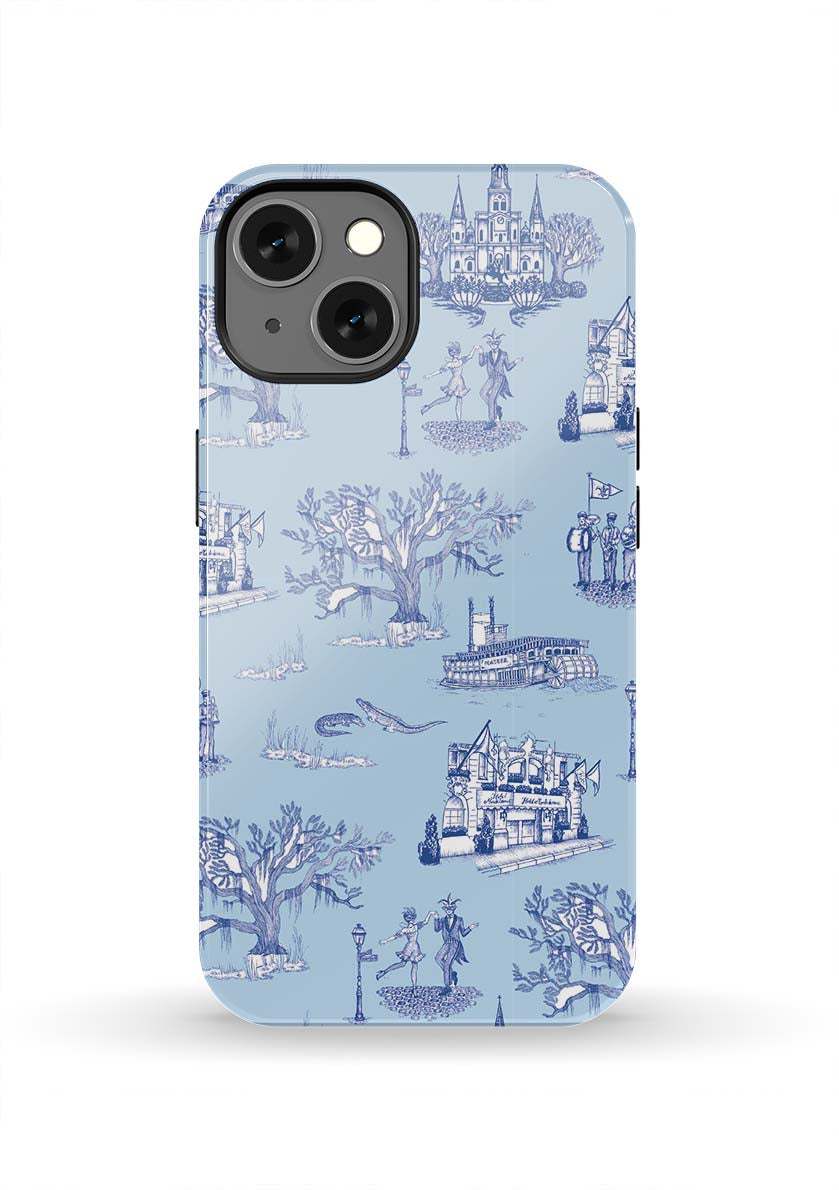 New Orleans Toile iPhone Case Phone Case Tough / iPhone 13 / Light Blue Navy Katie Kime