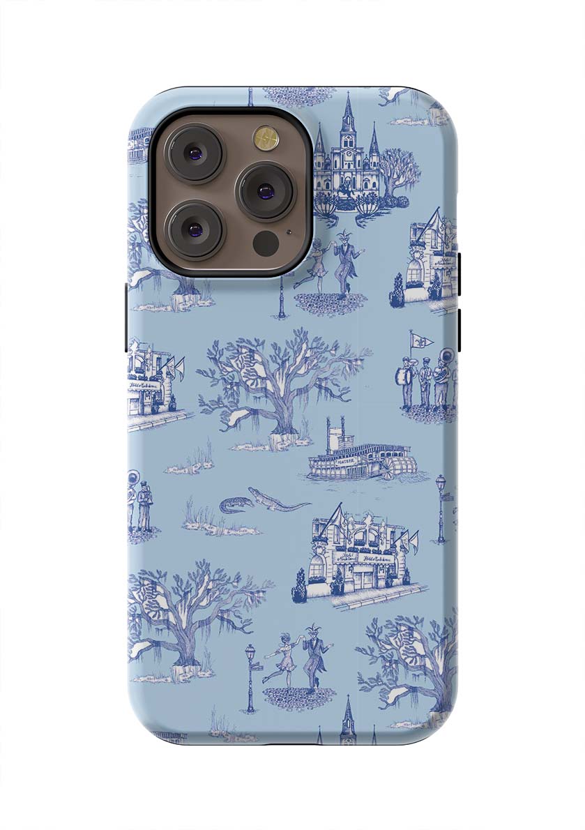 New Orleans Toile iPhone Case Phone Case Light Blue Navy / iPhone 14 Pro Max / Tough Katie Kime