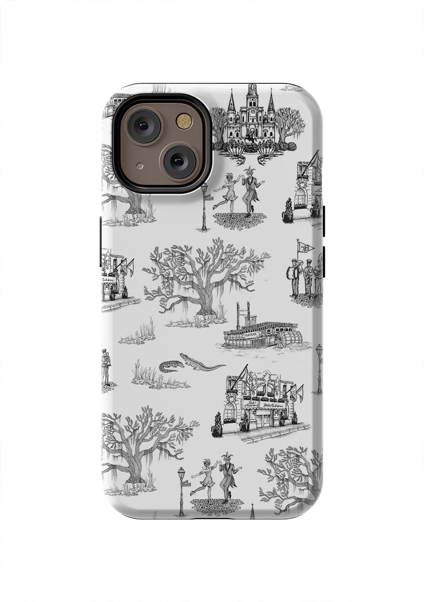 New Orleans Toile iPhone Case Phone Case Tough / iPhone 14 / Black Katie Kime