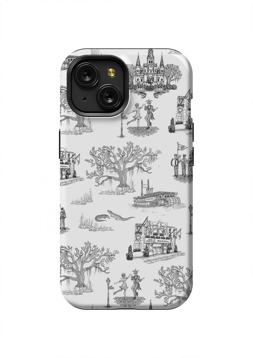 New Orleans Toile iPhone Case Phone Case Tough / iPhone 15 / Black Katie Kime