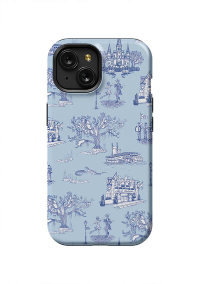 New Orleans Toile iPhone Case Phone Case Tough / iPhone 15 / Light Blue Navy Katie Kime