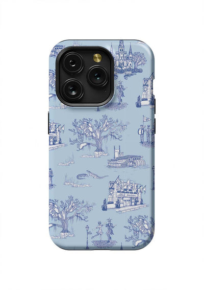 New Orleans Toile iPhone Case Phone Case Tough / iPhone 15 Pro / Light Blue Navy Katie Kime