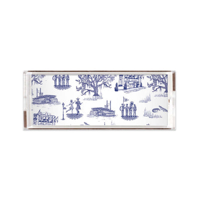 New Orleans Toile Lucite Tray Lucite Trays Navy / 11x4 Katie Kime
