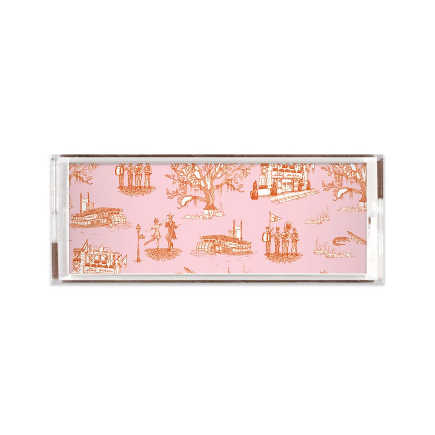 New Orleans Toile Lucite Tray Lucite Trays Orange Pink / 11x4 Katie Kime