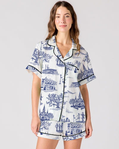 New Orleans Toile Pajama Shorts Set Pajama Set Katie Kime