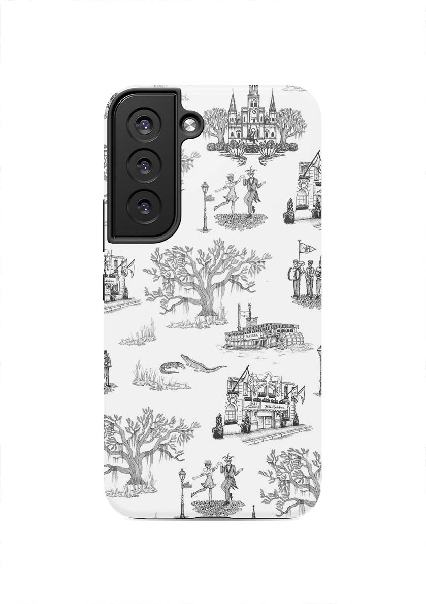 New Orleans Toile Samsung Phone Case Phone Case Galaxy S22 / Tough / Black Katie Kime