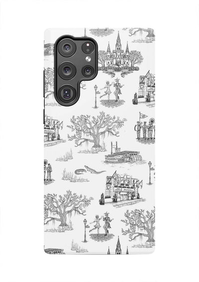 New Orleans Toile Samsung Phone Case Phone Case Black / Galaxy S22 Ultra / Tough Katie Kime