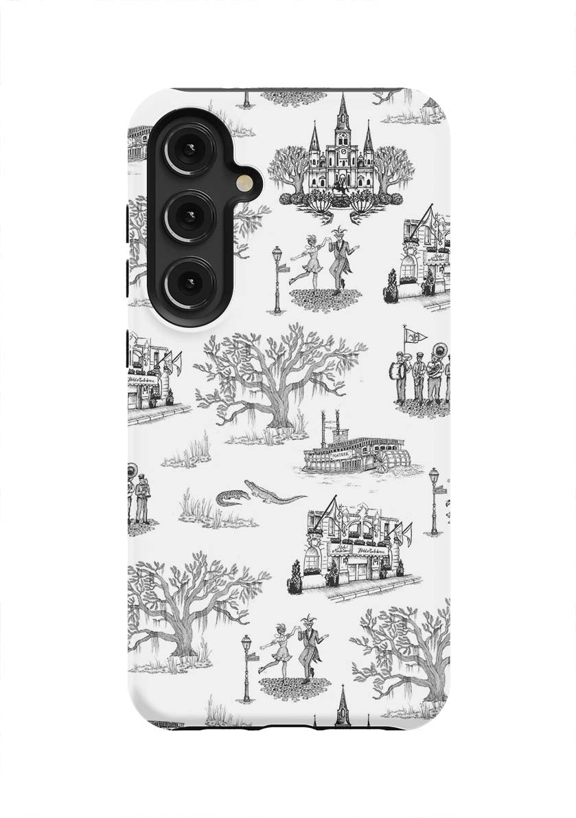 New Orleans Toile Samsung Phone Case Phone Case Galaxy S24 Plus / Tough / Black Katie Kime