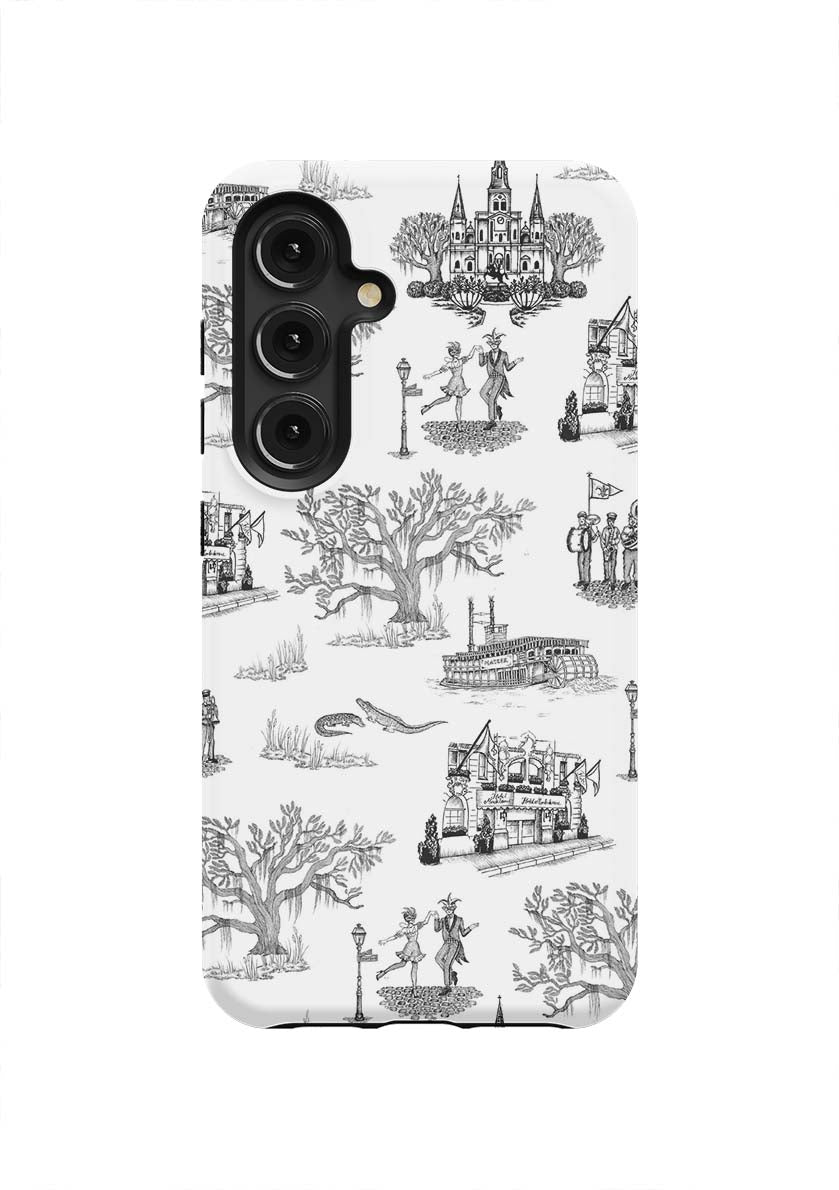 New Orleans Toile Samsung Phone Case Phone Case Galaxy S24 / Tough / Black Katie Kime