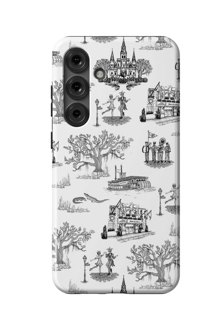New Orleans Toile Samsung Phone Case Phone Case Black / Galaxy S25 Plus / Tough Katie Kime