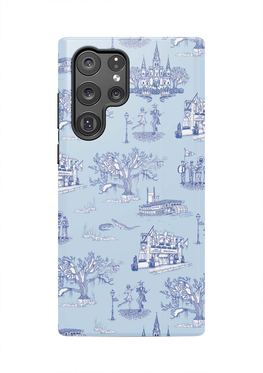 New Orleans Toile Samsung Phone Case Phone Case Galaxy S22 Ultra / Tough / Light Blue Navy Katie Kime