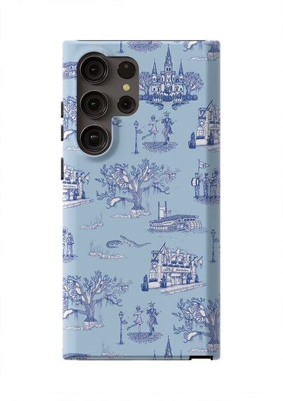 New Orleans Toile Samsung Phone Case Phone Case Galaxy S23 Ultra / Tough / Light Blue Navy Katie Kime