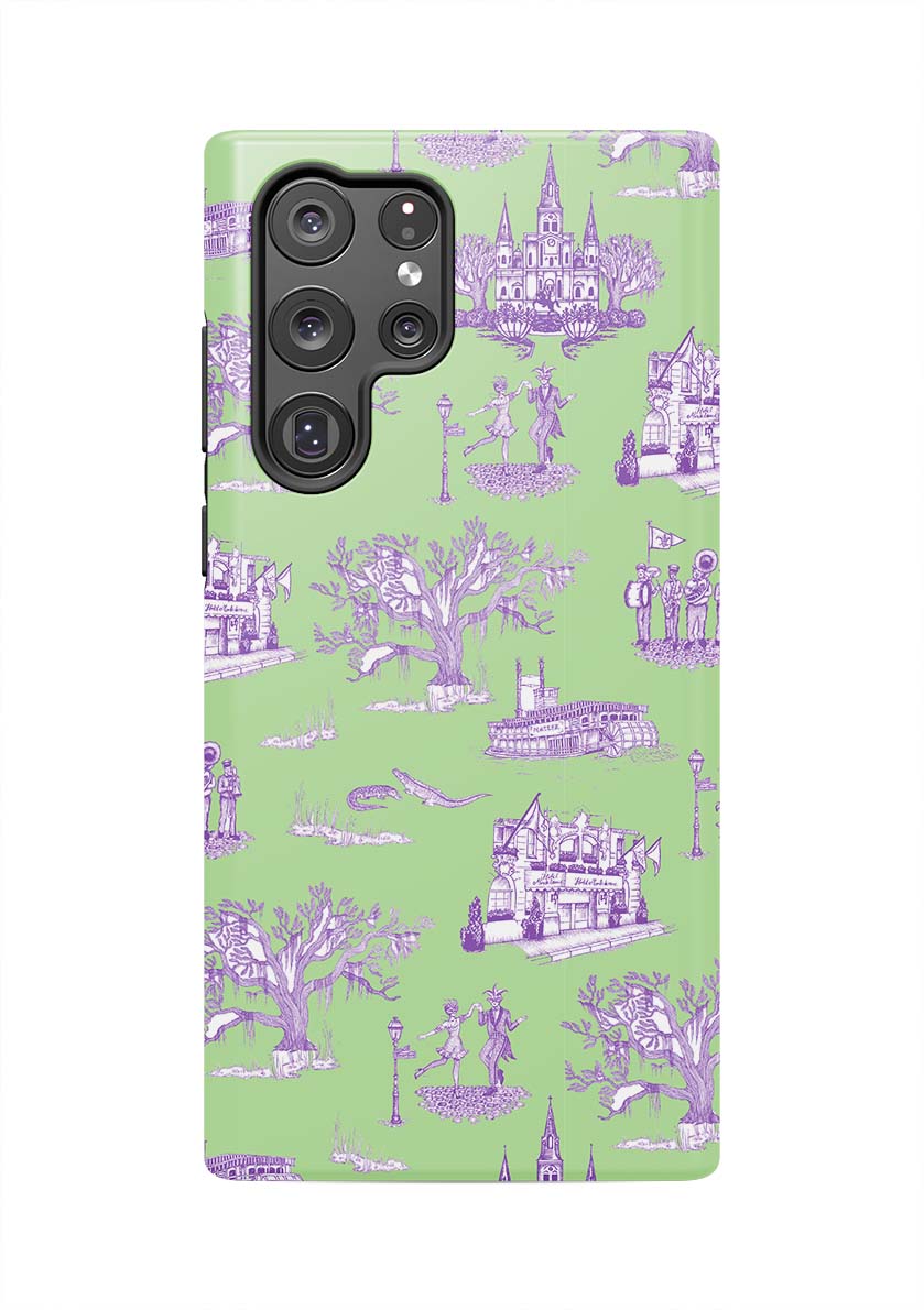 New Orleans Toile Samsung Phone Case Phone Case Green Lavender / Galaxy S22 Ultra / Tough Katie Kime