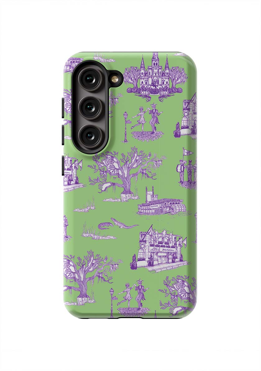 New Orleans Toile Samsung Phone Case Phone Case Green Lavender / Galaxy S23 / Tough Katie Kime